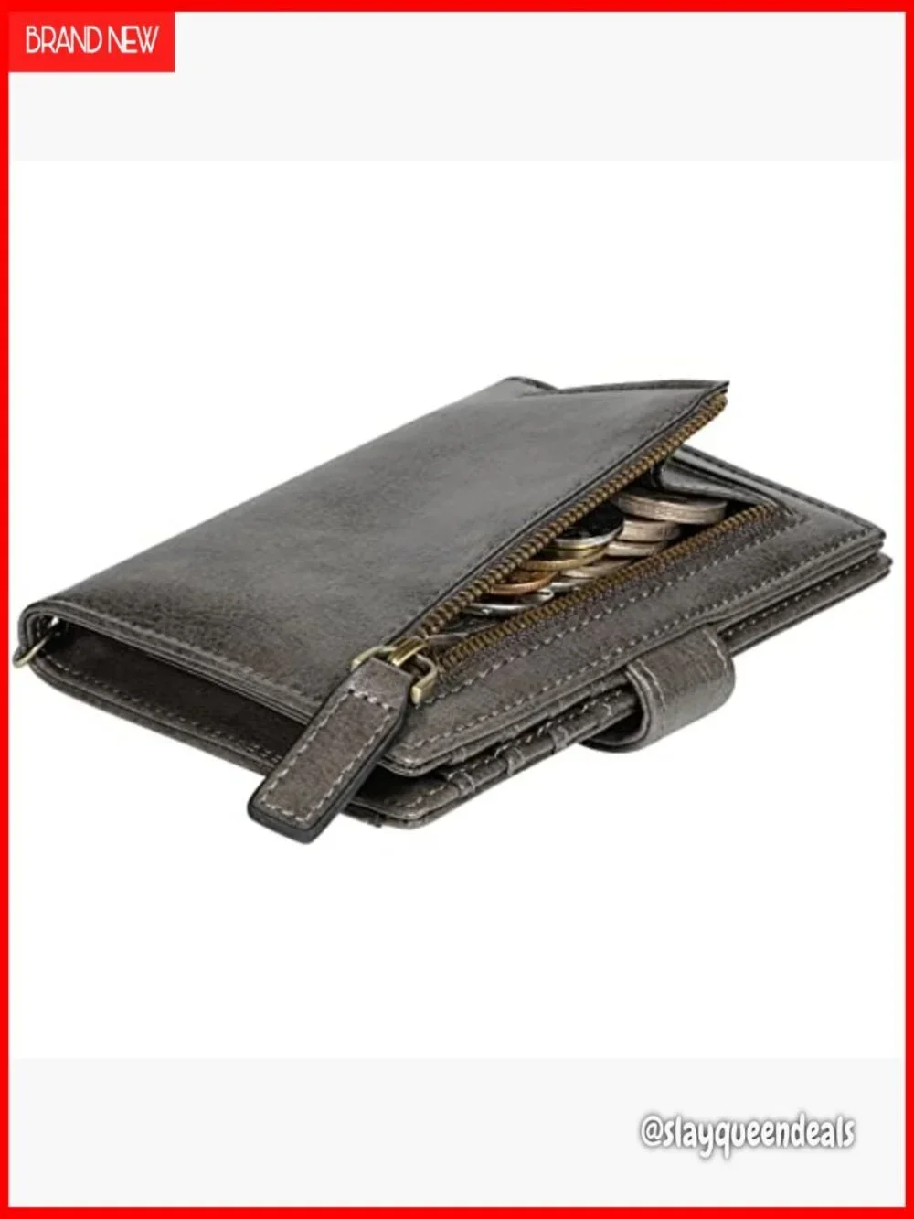 Small RFID Blocking Bifold Wallet with Wristlet and Coin Pocket